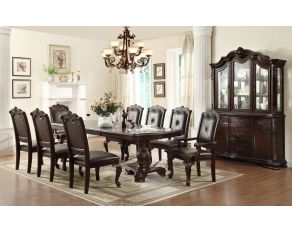 Kiera Rectangular Dining Set in Dark Brown