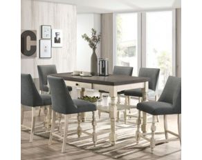 Plymouth Counter Height Dining Set in Ivory Dark Gray