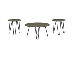 Hadasky Set of 3 Round Occasional Tables in Two-tone Stone and Black