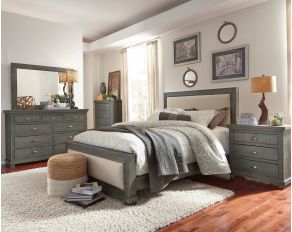 Willow Upholstered Bedroom Collections in Distressed Dark Gray