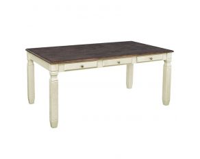 Homeplace Dining Table with 6 Drawers in Dark Oak and White Finish