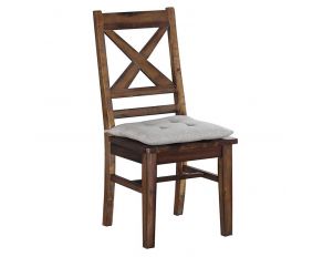 Fresno Dining Chair with Tie on Cushion in Rustic Medium Acacia