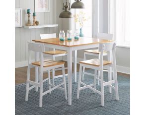 Christy Counter Dining Set in White and Oak Top