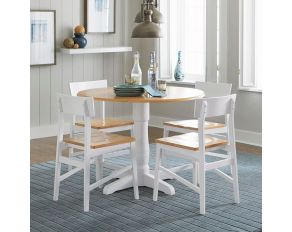 Christy Round Dining Set in White and Oak Top