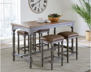 Midori Counter Dining Set in Oak and Brushed Gray Finish