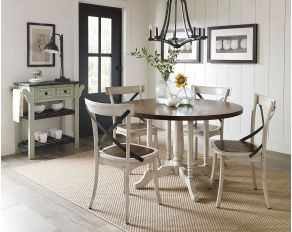 Winslet Round Dining Set in White and Gingerbread Top