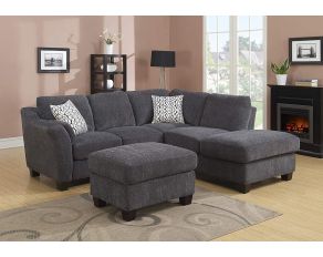 Clayton II Sectional Living Room Set in Grey