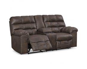 Derwin Reclining Loveseat with Console in Nut