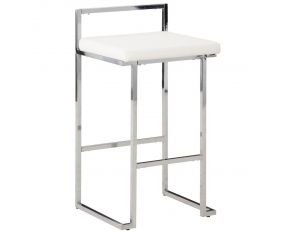 Madanere Bar Height Bar Stool in White and Chrome Finish