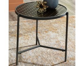 Doraley Round End Table in Brown and Gray