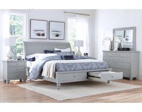 Cambridge Sleigh Storage Bedroom Collections in Light Gray Paint