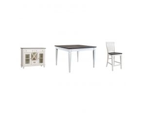 Allyson Park Counter Height Dining Set in Wirebrushed White Finish with Charcoal Tops