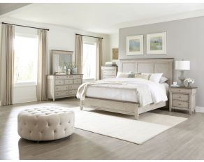 Ivy Hollow Panel Bedroom Collections in Weathered Linen Finish with Dusty Taupe Tops