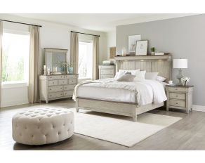 Ivy Hollow Mantle Bedroom Collections in Weathered Linen Finish with Dusty Taupe Tops