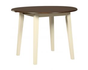 Ashley Furniture Woodanville Round DRM Drop Leaf Table in White/Brown