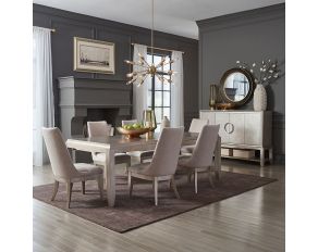 Montage Rectangular Leg Dining Set in Platinum Finish