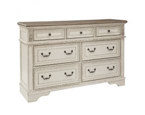 Realyn 7 Drawer Dresser in Chipped White