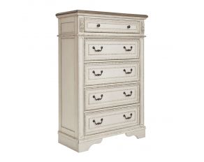 Realyn Chest of Drawers in Chipped White