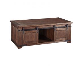 Ashley Furniture Budmore Rectangular Cocktail Table in Brown