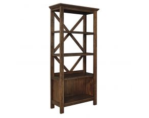 Baldridge 75 Inch Bookcase in Rustic Brown