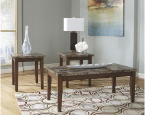 Ashley Furniture Theo Occasional 3pc Table Set in Warm Brown