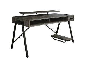 Barolli Gaming Desk with Built-in Can Cooler in Gunmetal