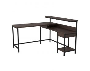 Camiburg Home Office L-Desk with Storage in Warm Brown