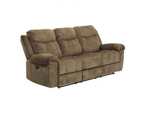 Huddle-Up Reclining Sofa with Drop Down Table in Nutmeg Brown