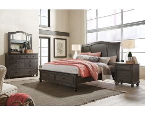 Oxford Traditional Sleigh Storage Bedroom Set in Peppercorn