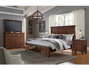 Oxford Traditional Panel Storage Bedroom Set in Whiskey Brown