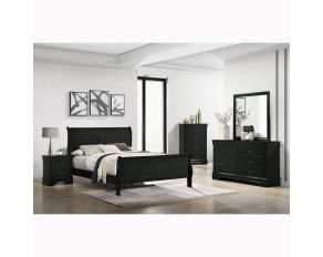 Louis Philippe Panel Bedroom Collections in Black Finish