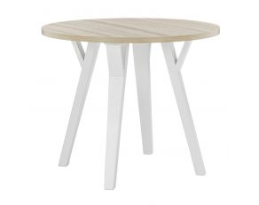 Grannen Round Dining Table in White and Natural