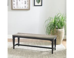 Allyson Park Wood Seat Bench in Wirebrushed Black Forest Finish with Ember Gray Tops