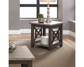 Liberty Furniture Heatherbrook End Table in Charcoal and Ash