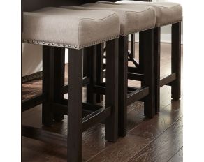 Liberty Furniture Heatherbrook Upholstered Barstool in Charcoal and Ash