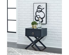 Midnight 1 Drawer Accent Table in Wire Brushed Denim Finish