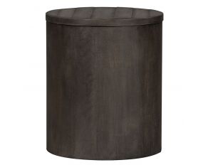 Modern Farmhouse Drum End Table in Dusty Charcoal Finish