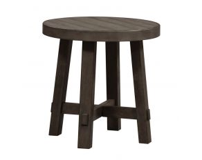 Modern Farmhouse Splay Leg Round End Table in Dusty Charcoal Finish