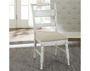 Whitney Slat Back Side Chair in Antique Linen with Weathered Gray Finish