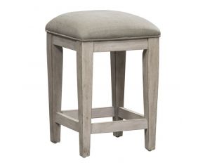 Heartland Upholstered Console Stool in Antique White Finish wth Tobacco Tops