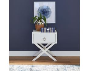 Midnight 1 Drawer Accent Table in Wire Brushed Denim