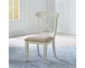 Liberty Furniture Ocean Isle Upholstered X Back Side Chair in Bisque