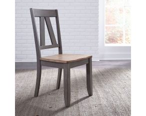 Liberty Furniture Lindsey Farm Splat Back Side Chair in Gray and Sandstone