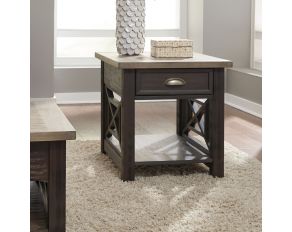 Liberty Furniture Heatherbrook Drawer End Table in Charcoal and Ash