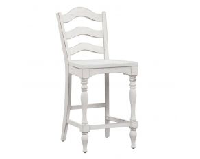 Magnolia Manor Ladder Back Counter Chair in Antique White Finish