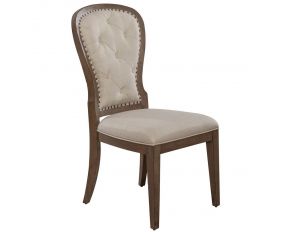 Americana Farmhouse Upholstered Tufted Back Side Chair in Wirebrushed Dusty Taupe Finish