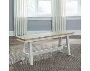 Lindsey Farm Backless Bench (RTA) in Weathered White and Sandstone Finish