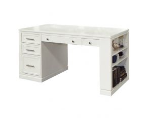 Catalina 2-Piece 60 Inch Writing Desk with Power Center and USB in Cottage White