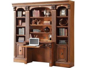 Huntington 3 Piece Library Wall Desk in Pecan