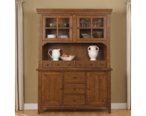 Liberty Furniture Hearthstone Hutch and Buffet in Rustic Oak